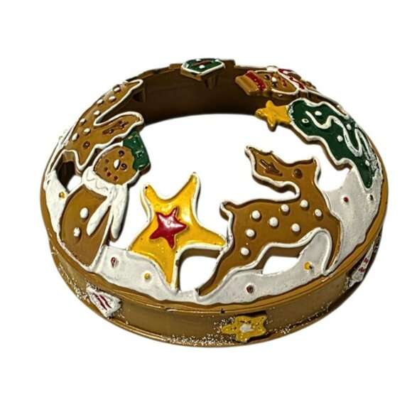 Yankee Candle Gingerbread Cookie Illuma Lid Jar Topper Reindeer Snowman Stars - Picture 4 of 8